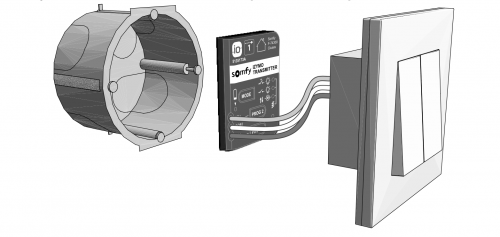 Izymo Transmitter IO montáž pod vypínač - www.OvladaniRolet.cz, www.OvladaniZaluzii.cz, www.OvladaniMarkyz.cz 